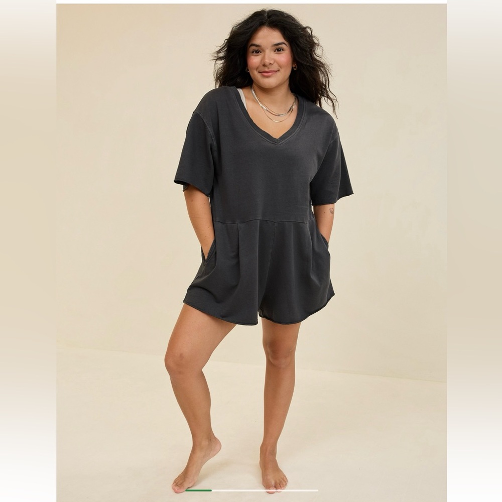 Aerie V-Neck Short Sleeve Romper